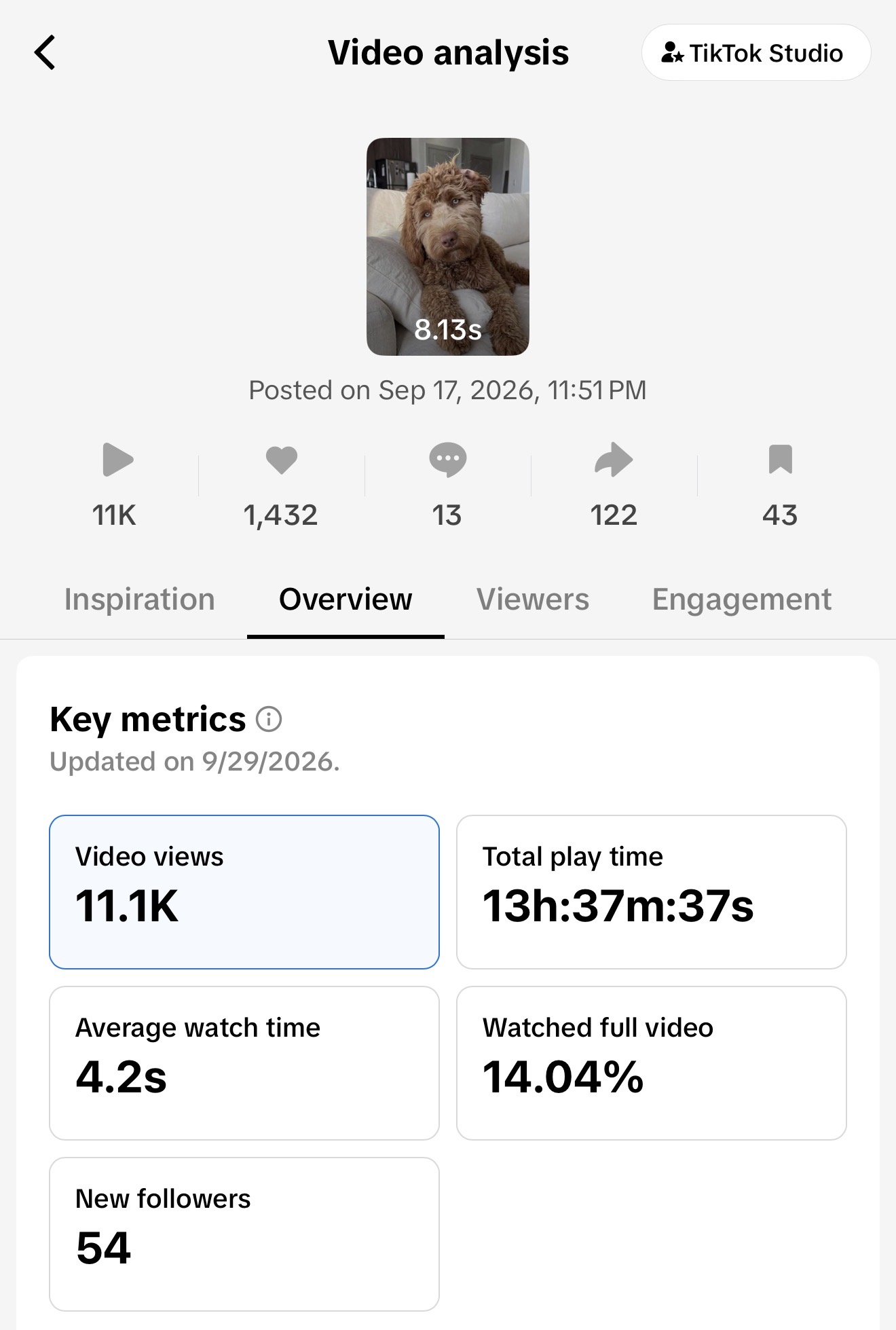 Petpeps TikTok · Sep 17 analytics